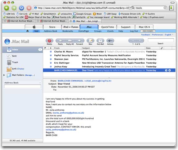 Apple's webmail interface for dot-mac email