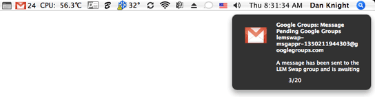 Google Notifier in action