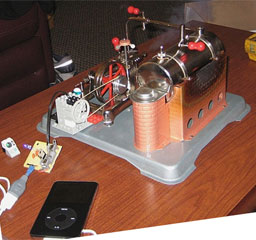 Steam engine charging an iPod