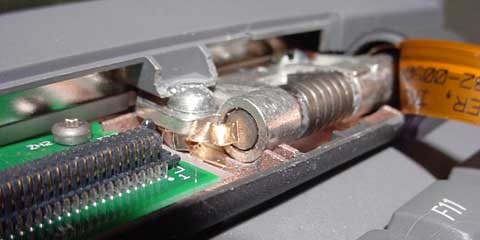 close-up of right hinge