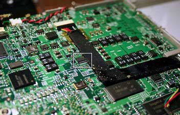 resoldered chip on iBook logic board