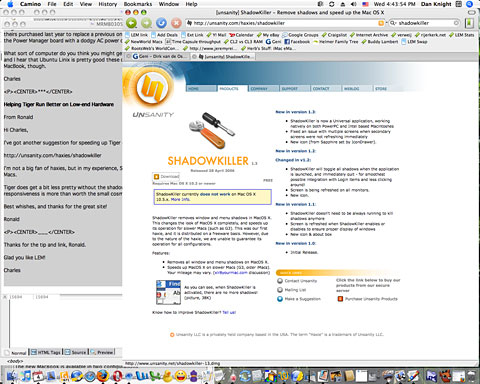 Mac OS X with shadows disabled