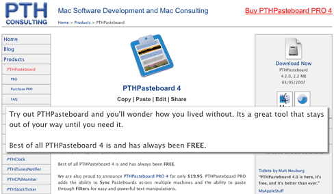 Best of all PTHPasteboard 4 is and has always been free