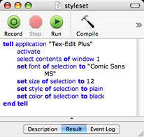 Styleset AppleScript