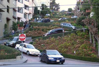 Cars navigating Lombard Street in San Francisco