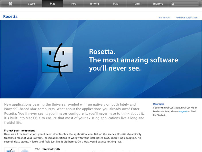Rosetta page on Apple's website