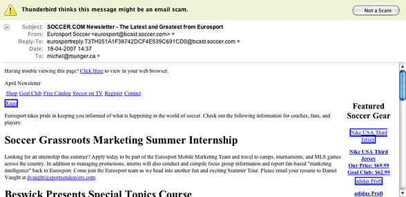 possible phishing email
