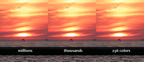Millions, thousands, and 256 colors