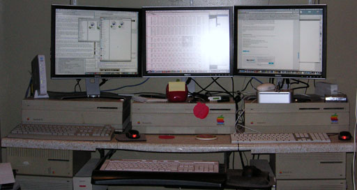 Three side-by-side matching displays