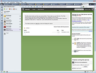 Web server running in Opera Unite