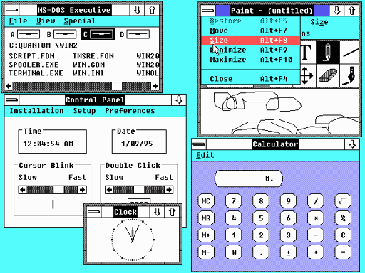 Windows 2.0 with overlapping windows