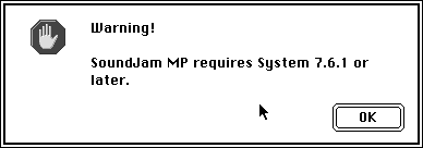 SoundJam warning message