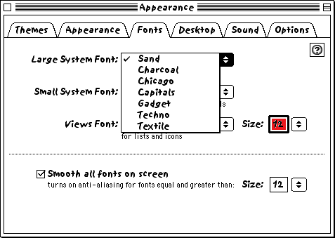 Fonts tab