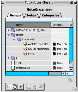 NoteOrganizer - Groups tab