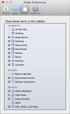 The Finder's sidebar tab