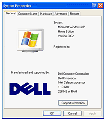 Windows XP System Properties