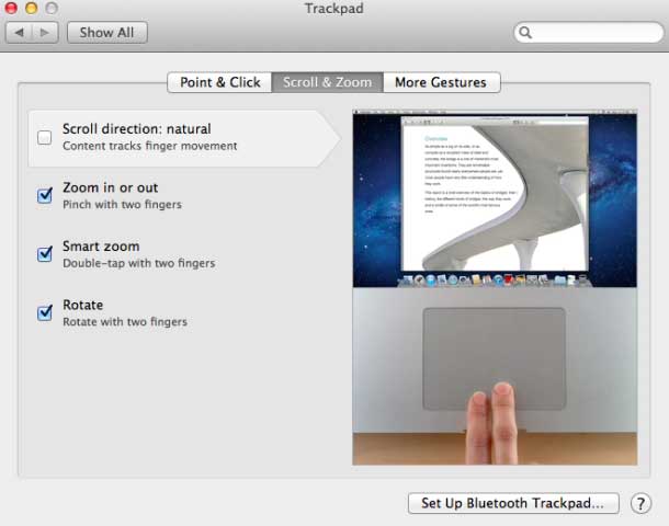 Turn off Natural Scrolling in Trackpad System Preferences