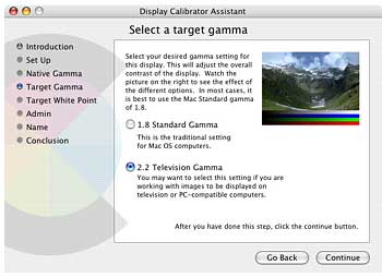 Figure 6: Adjusting Gamma in OS X