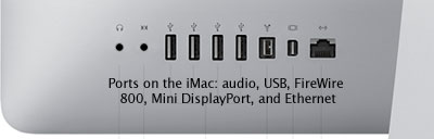 Ports on the rear of the Late 2009 iMac