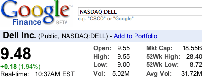 Current Dell valuation