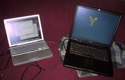 Pismo connected to 12-inch PowerBook using Target Disk Mode