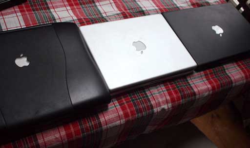 Pismo PowerBook G3, 12-inch PowerBook G4, and 13.3-inch black MacBook