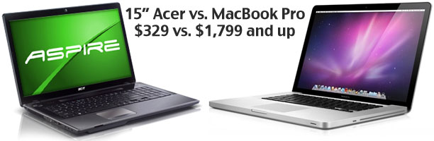 15" Acer Aspire vs. 15" MacBook Pro