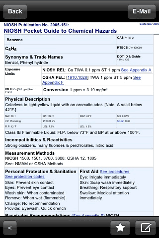 NIOSH Pocket Guide for iPhone