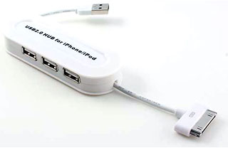 3 port USB hub with iPod dock connector