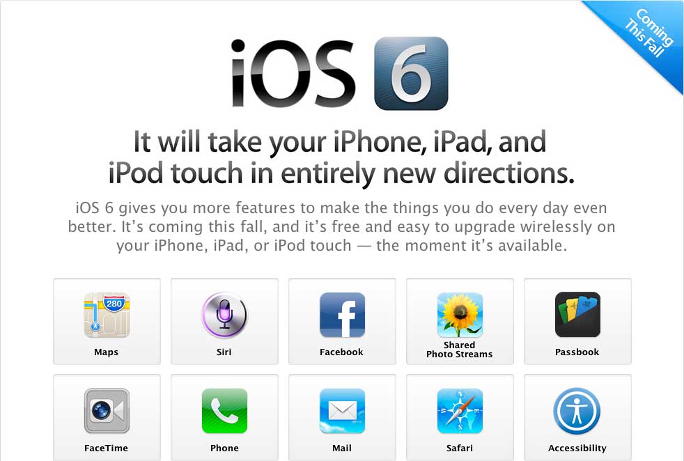 iOS 6 page on Apple's website