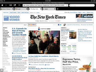 Puffin Web Browser with New York Times