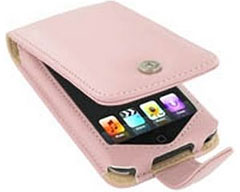 Pink Leather Flip Type Case for iPod Touch
