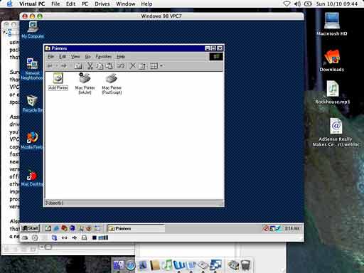 Virtual PC 7 sees your Mac's printers