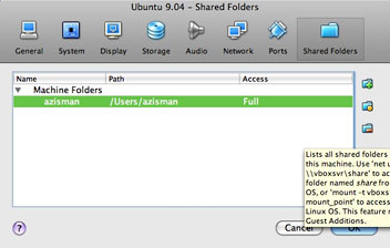 Mapping a shared folder in VirtualBox 3