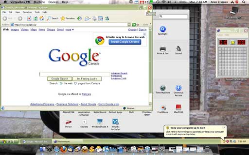 Seamless mode puts the Windows Start bar above the Mac's Dock