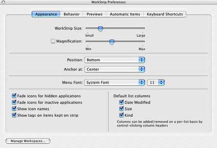 WorkStrip Preferences