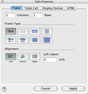 Table Properties