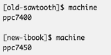 CPU type reported by Terminal