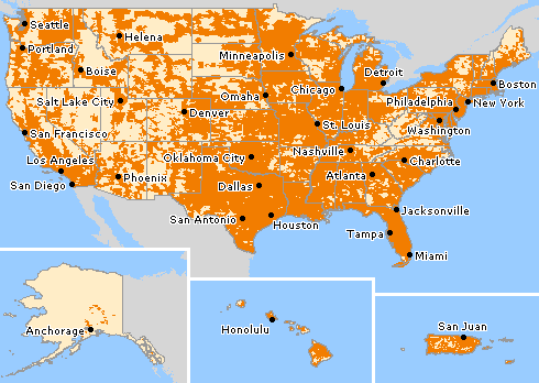 AT&T wireless coverage map