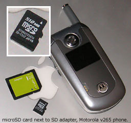 microSD card next to cell phone