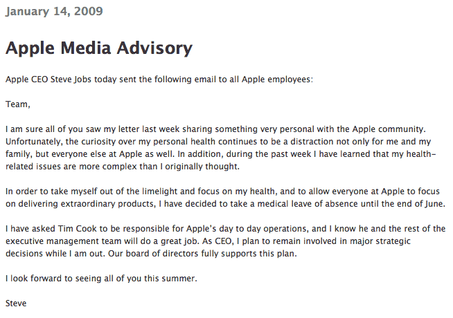 Email from Steve Jobs