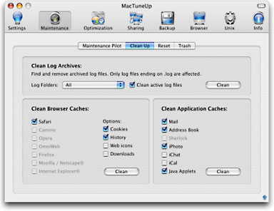 MacTuneUp completely cleans system clutter