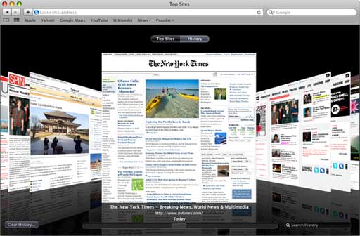 Safari 5 showing New York Times