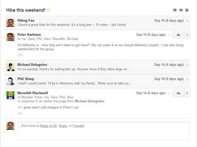 Conversations in the redesigned Gmail