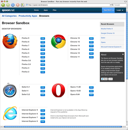Spoon.net Browser Sandbox