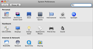 System Preferences, System 10.5