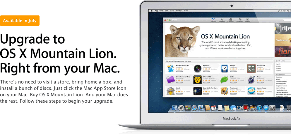 Upgrade to OS X Mountain Lion from your Mac