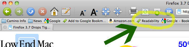 Click on the 'Readbility' bookmark
