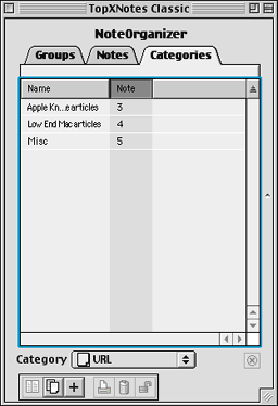 NoteOrganizer - Categories tab
