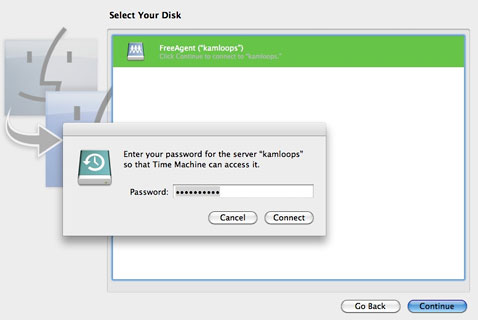 Migration Assistant needs your password to access a remote disk
